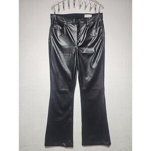 VTG Y2K Gap‎ Womens 32 Vegan Leather Pants Wide Leg Moto BIKER Steampunk Gothic